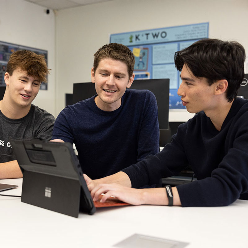 LMU Computer Science Professor Jared Coleman with students