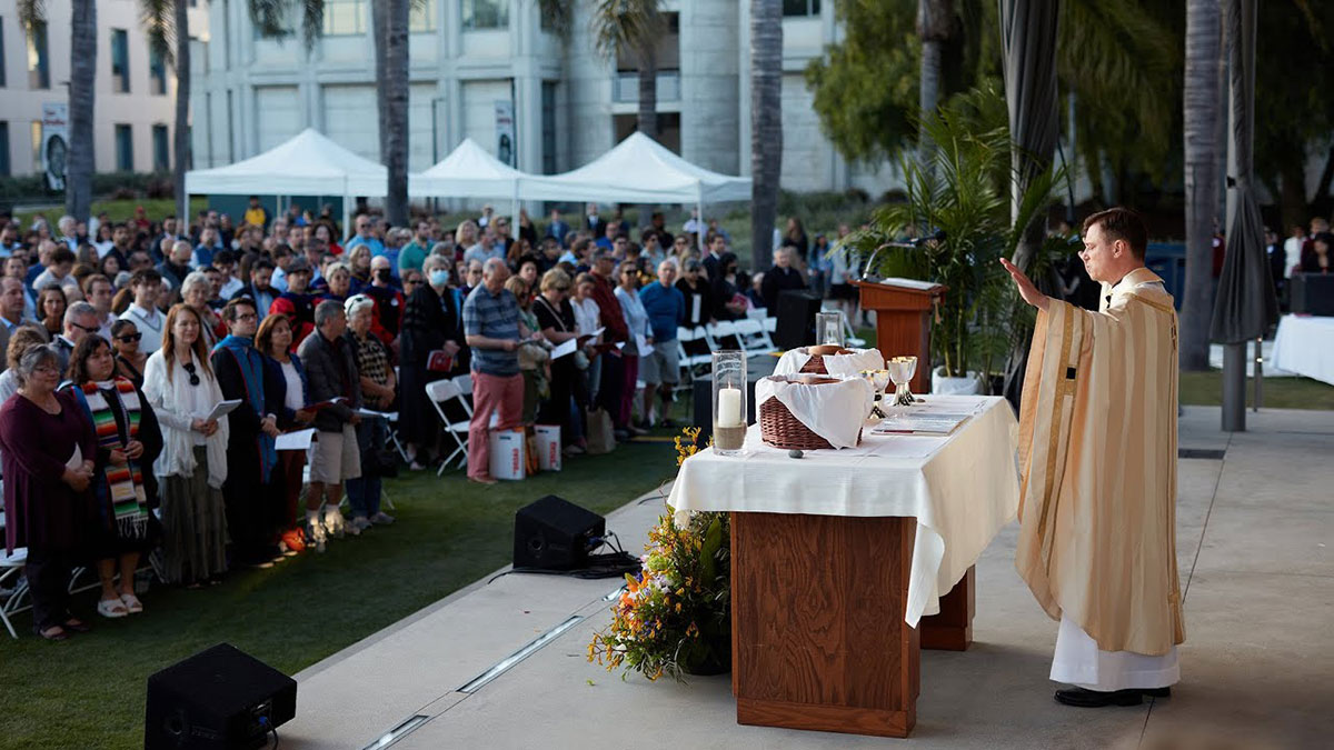 Mass taking place at the Drollinger Family Stage